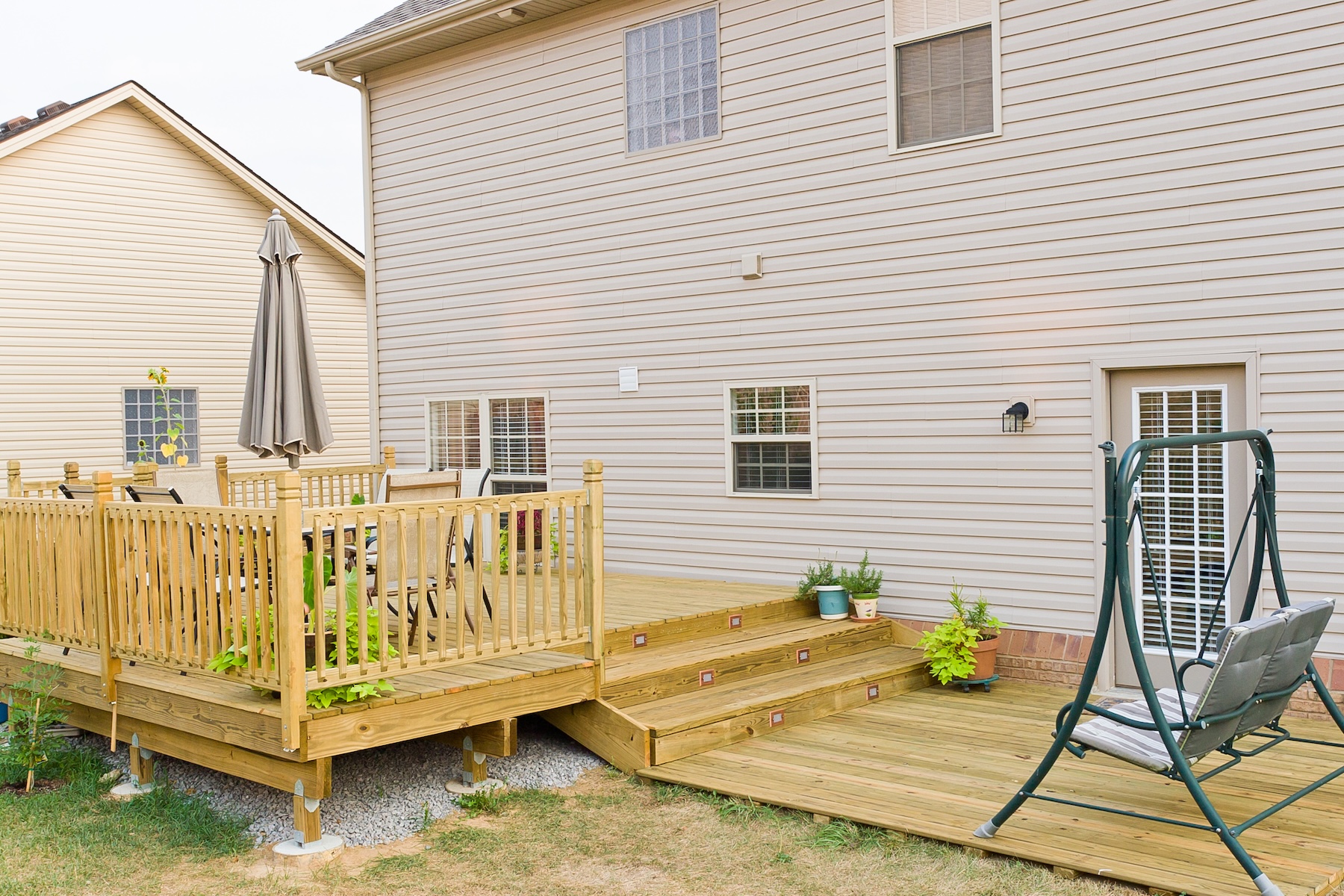 large wood deck from contractors